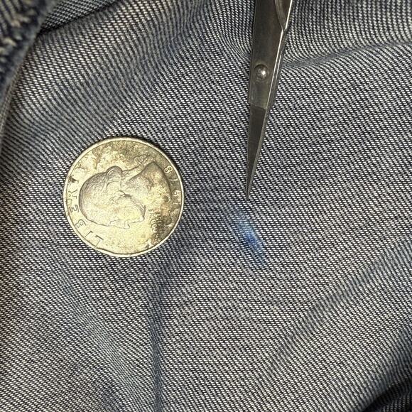 COS Denim A Line Dress Sz 8 Oversized with Pockets 3/4 Sleeve V Neck Button Up - Picture 12 of 12